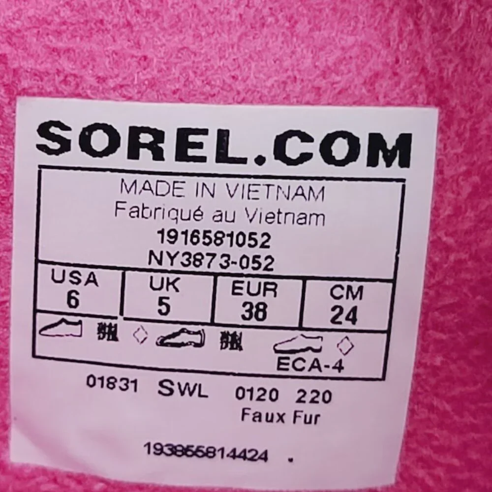 Sorel Girl's Gray‎ Pink Whitney II NY3873-052 Mid-Calf Winter Snow Boot Size 6